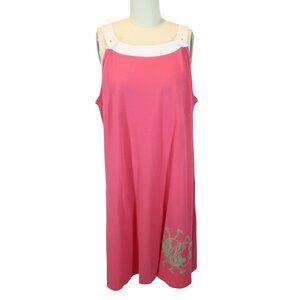 LILLY PULITZER Pink Sleeveless Crab Shift Dress Size XL Tropical Resort Vacation